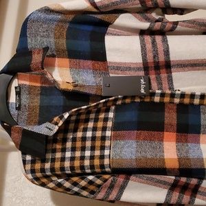 Oversized multi checked shacket